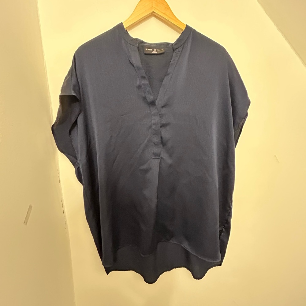 Lane Bryant Blue and Gray Dolman Sleeve Blouse